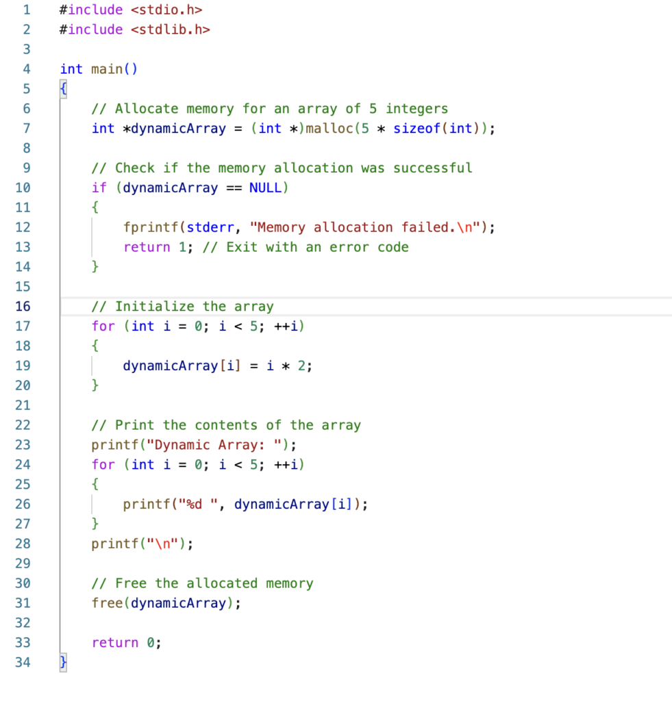 malloc and free example