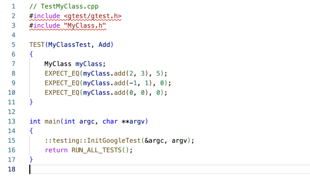 c++ unit test example